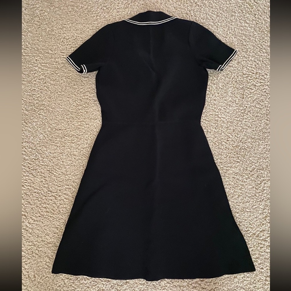 Sandro Wo Laureene Contrast Topstitching Knit A-Line Dress - Picture 4 of 4